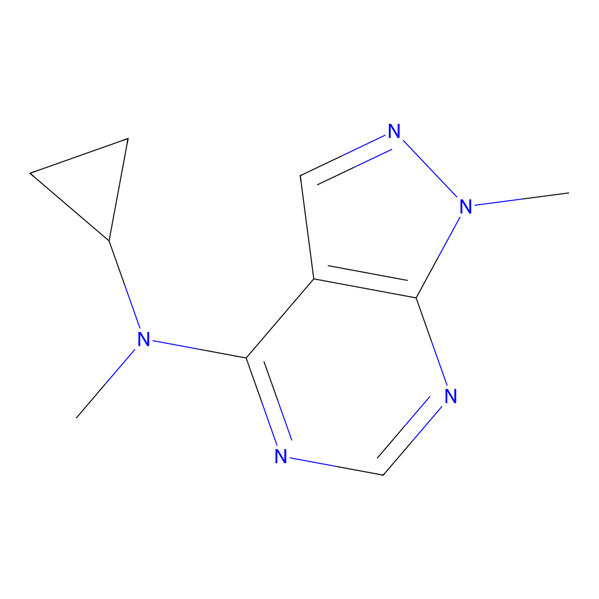 N-cyclopropyl-N,1-dimethyl-1H-pyrazolo[3,4-d]pyrimidin-4-amine molecular structure, CAS 3054538-71-2