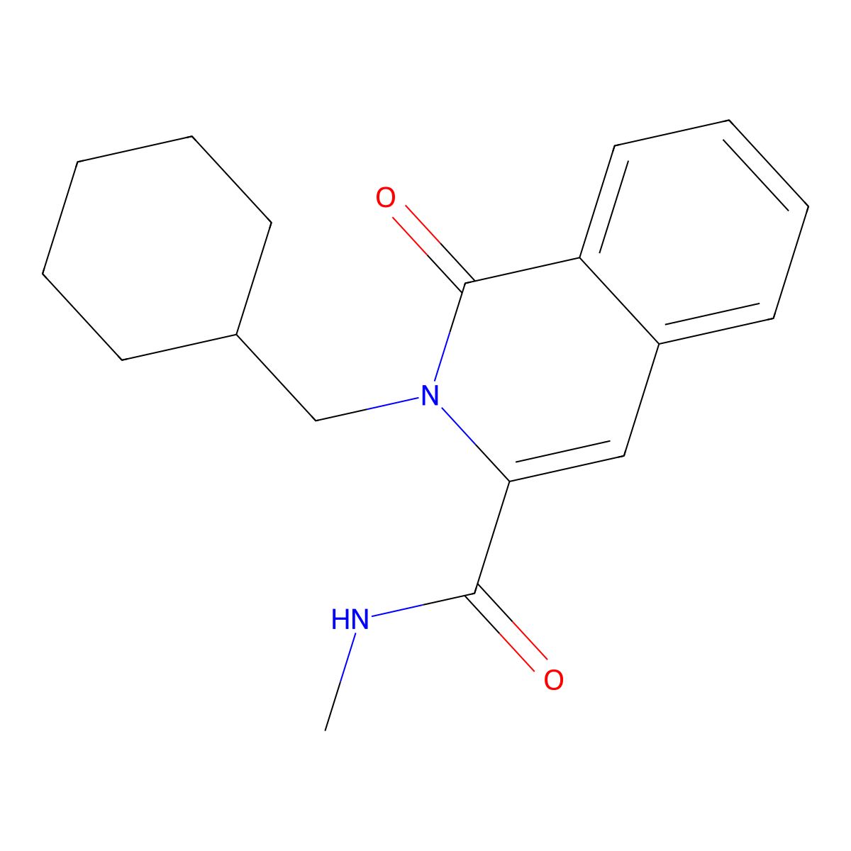 2-(cyclohexylmethyl)-N-methyl-1-oxo-1,2-dihydroisoquinoline-3-carboxamide molecular structure, CAS 3054538-72-3