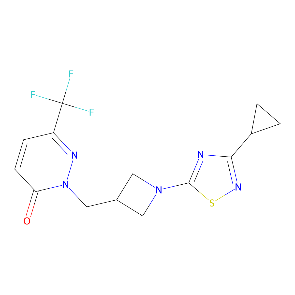 2-{[1-(3-Cyclopropyl-1,2,4-thiadiazol-5-yl)azetidin-3-yl]methyl}-6-(trifluoromethyl)-2,3-dihydropyridazin-3-one molecular structure, CAS 3054538-73-4