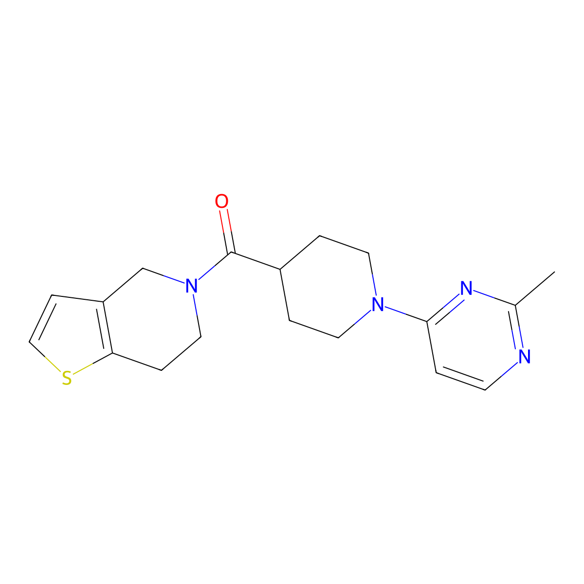 2-methyl-4-(4-{4H,5H,6H,7H-thieno[3,2-c]pyridine-5-carbonyl}piperidin-1-yl)pyrimidine molecular structure, CAS 3054538-85-8