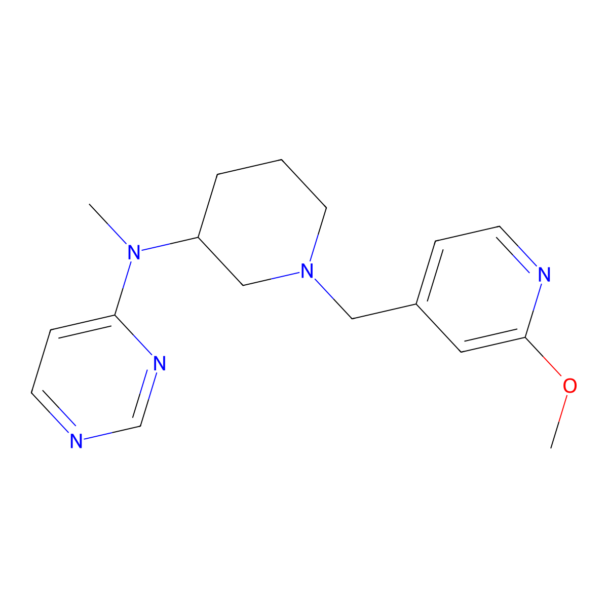 N-{1-[(2-methoxypyridin-4-yl)methyl]piperidin-3-yl}-N-methylpyrimidin-4-amine molecular structure, CAS 3054538-91-6