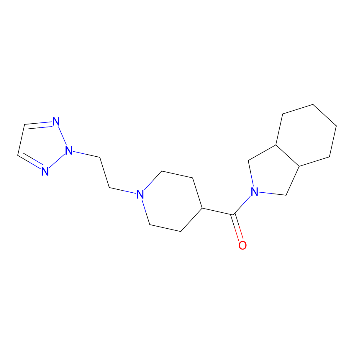 2-{1-[2-(2H-1,2,3-triazol-2-yl)ethyl]piperidine-4-carbonyl}-octahydro-1H-isoindole molecular structure, CAS 3054538-92-7