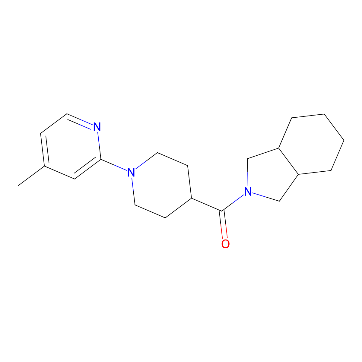 2-[1-(4-methylpyridin-2-yl)piperidine-4-carbonyl]-octahydro-1H-isoindole molecular structure, CAS 3054538-96-1