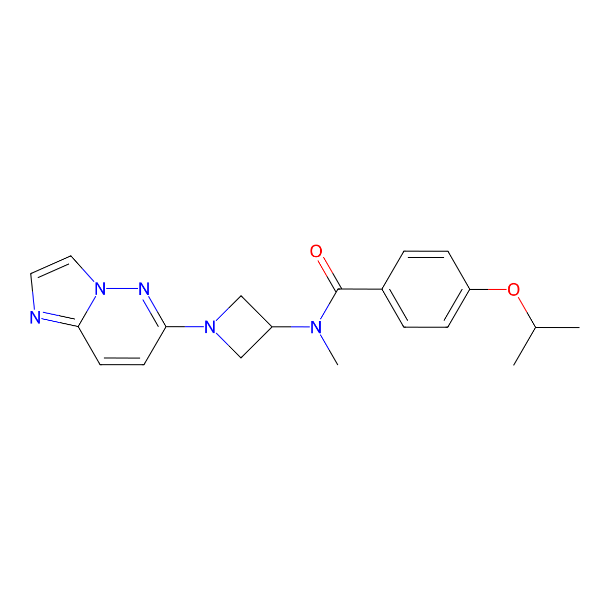 N-(1-{imidazo[1,2-b]pyridazin-6-yl}azetidin-3-yl)-N-methyl-4-(propan-2-yloxy)benzamide molecular structure, CAS 3054538-97-2