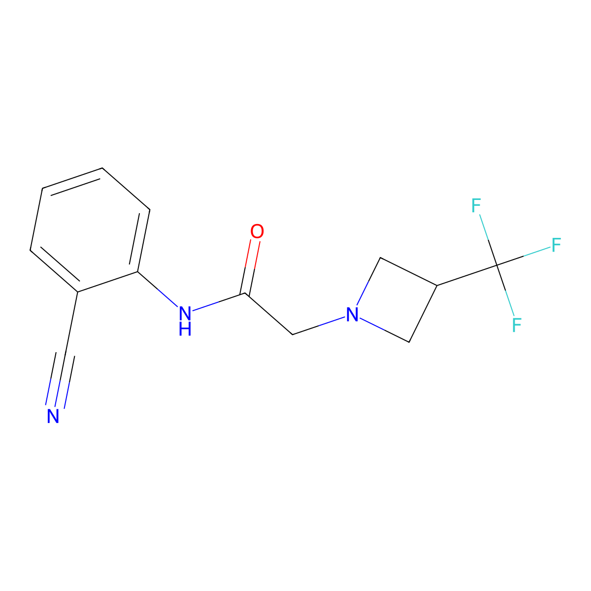 N-(2-cyanophenyl)-2-[3-(trifluoromethyl)azetidin-1-yl]acetamide molecular structure, CAS 3054539-01-1