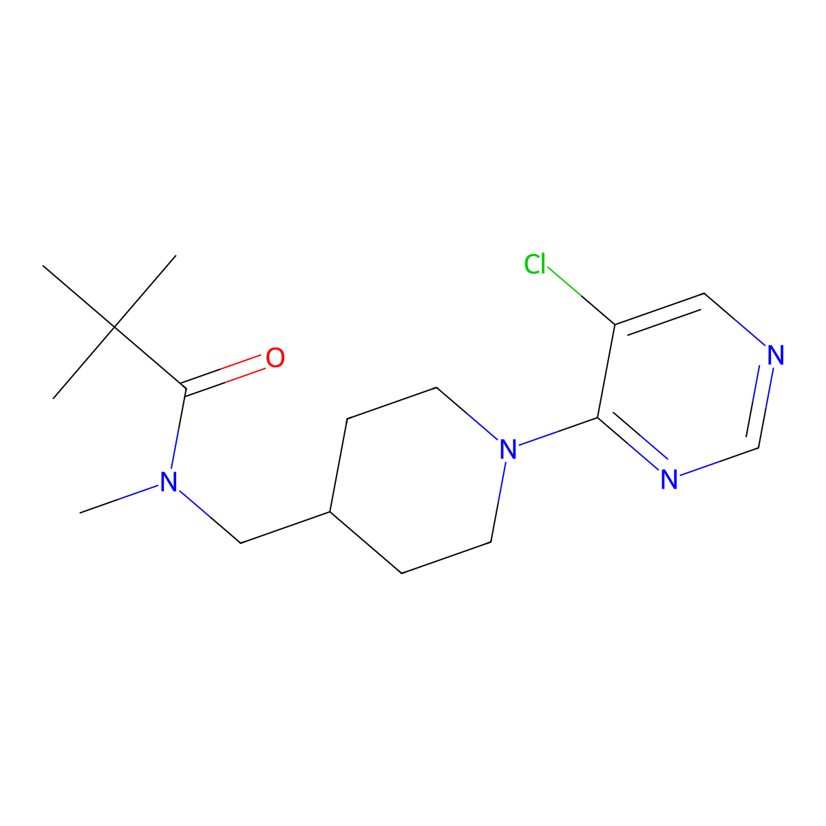 N-{[1-(5-chloropyrimidin-4-yl)piperidin-4-yl]methyl}-N,2,2-trimethylpropanamide molecular structure, CAS 3054539-05-5