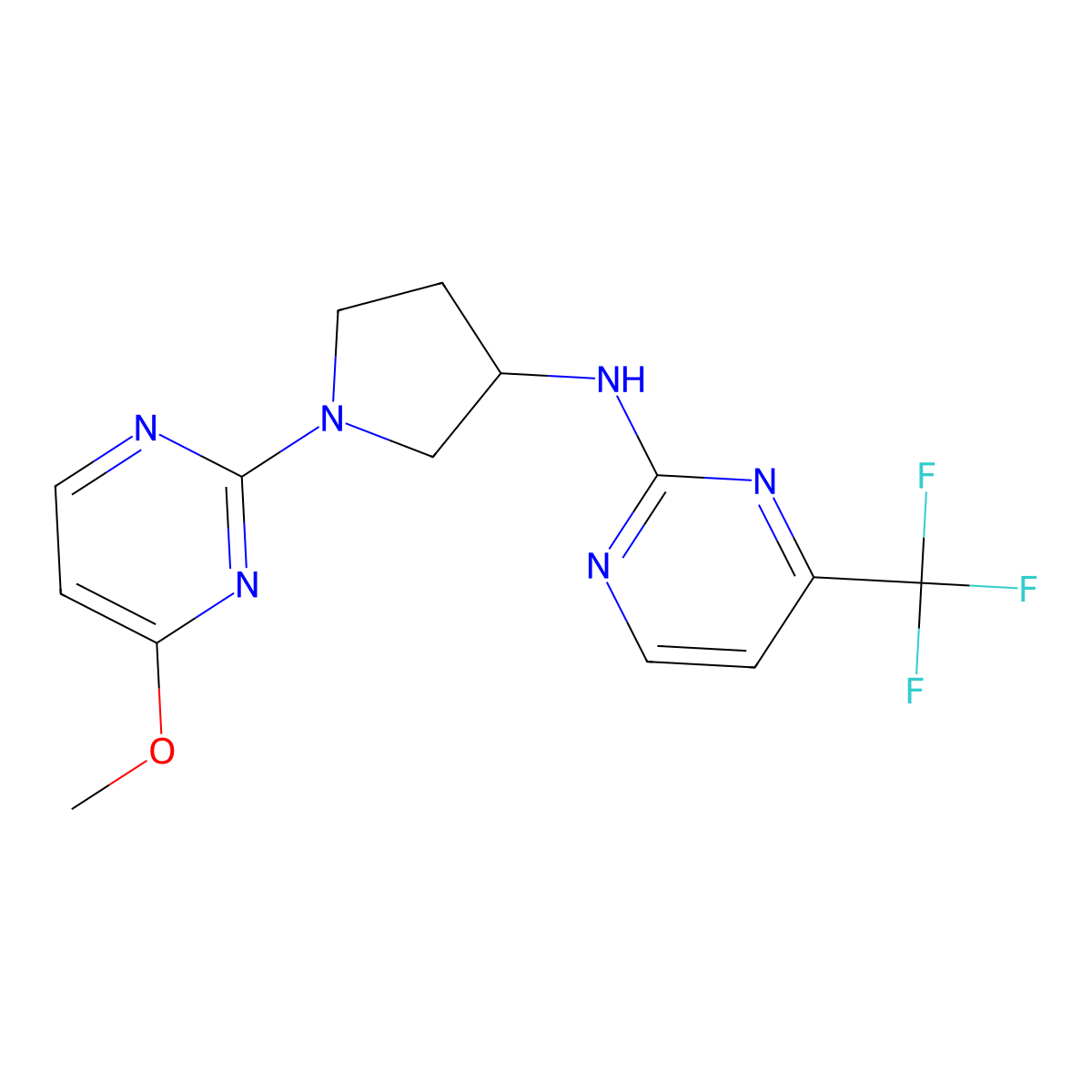 N-[1-(4-methoxypyrimidin-2-yl)pyrrolidin-3-yl]-4-(trifluoromethyl)pyrimidin-2-amine molecular structure, CAS 3054539-08-8