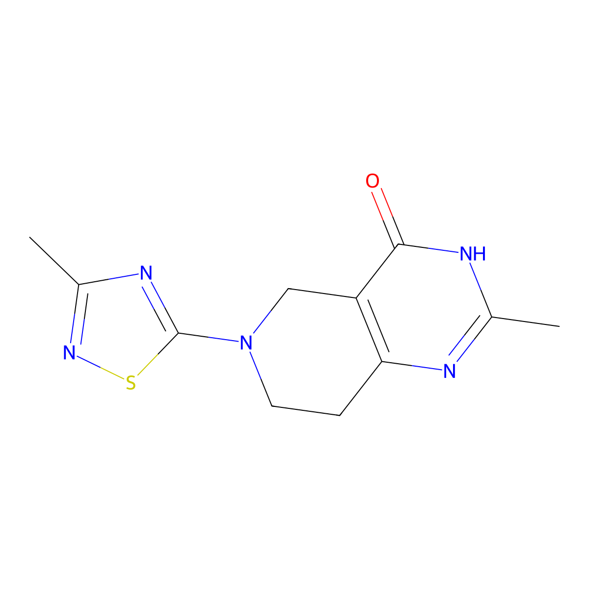 2-methyl-6-(3-methyl-1,2,4-thiadiazol-5-yl)-3H,4H,5H,6H,7H,8H-pyrido[4,3-d]pyrimidin-4-one molecular structure, CAS 3054539-12-4