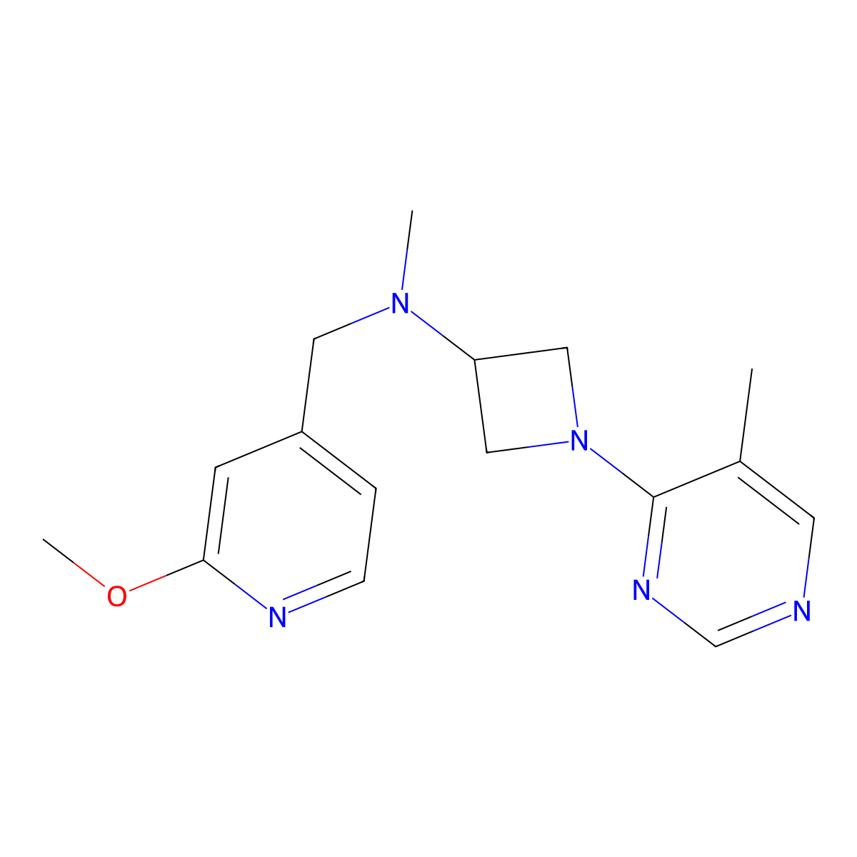 N-[(2-methoxypyridin-4-yl)methyl]-N-methyl-1-(5-methylpyrimidin-4-yl)azetidin-3-amine molecular structure, CAS 3054539-13-5