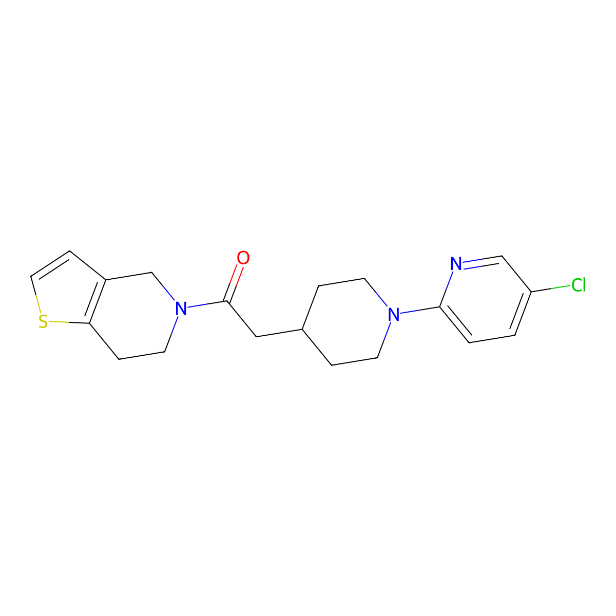 2-[1-(5-chloropyridin-2-yl)piperidin-4-yl]-1-{4H,5H,6H,7H-thieno[3,2-c]pyridin-5-yl}ethan-1-one molecular structure, CAS 3054539-19-1