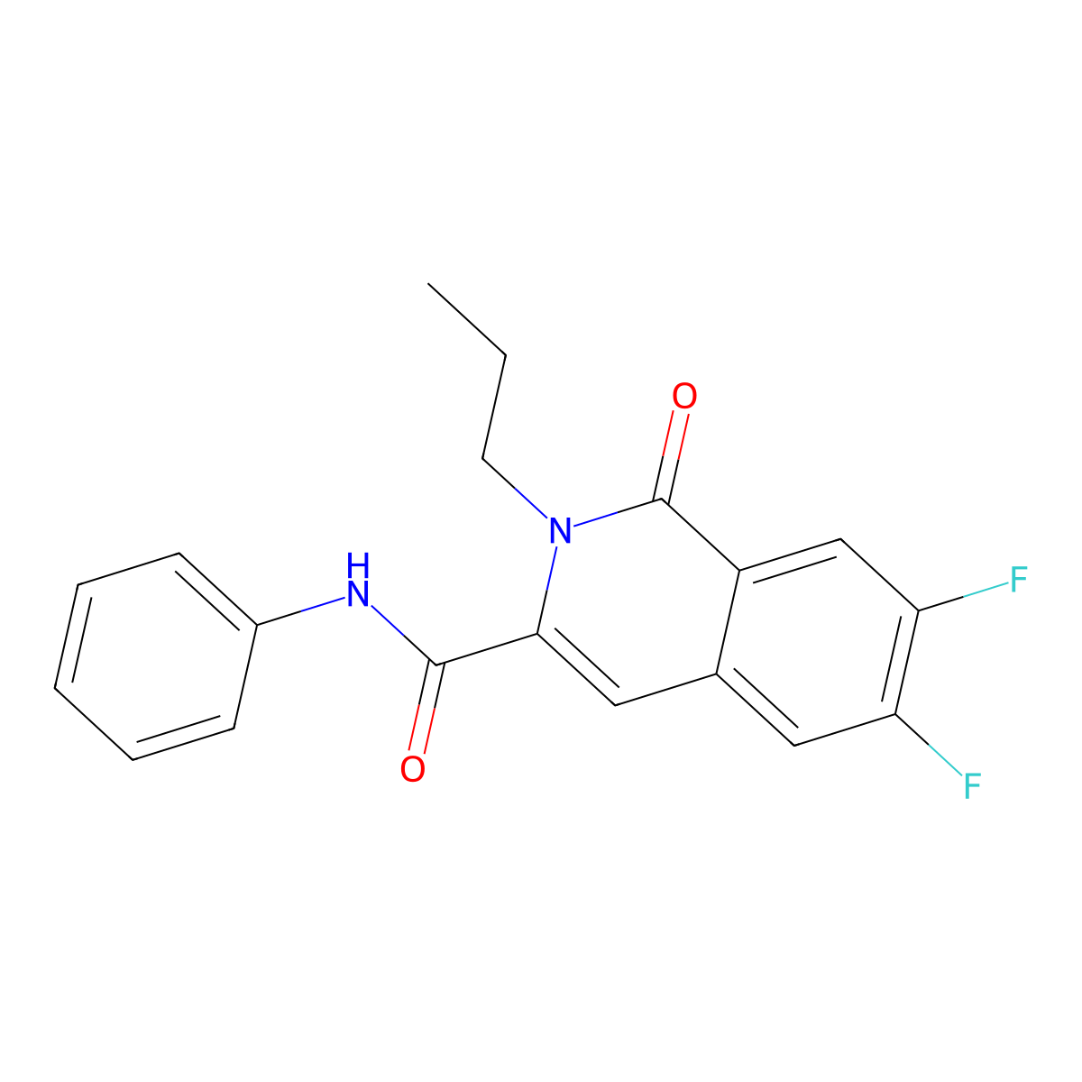 6,7-difluoro-1-oxo-N-phenyl-2-propyl-1,2-dihydroisoquinoline-3-carboxamide molecular structure, CAS 3054539-29-3