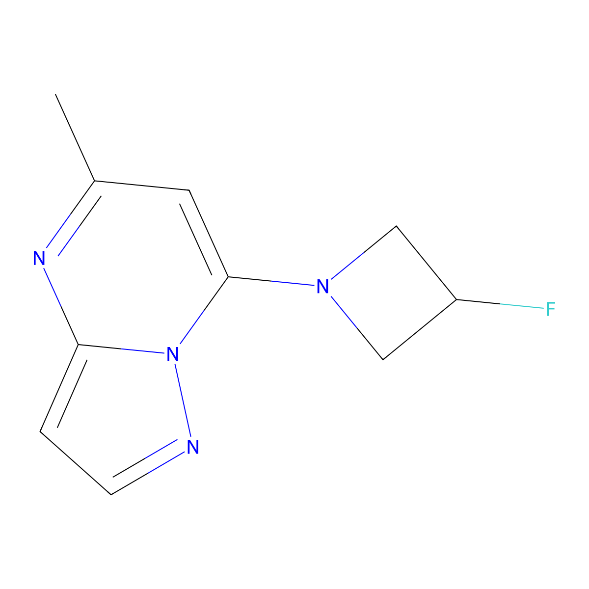 3-Fluoro-1-{5-methylpyrazolo[1,5-a]pyrimidin-7-yl}azetidine molecular structure, CAS 3054539-31-7