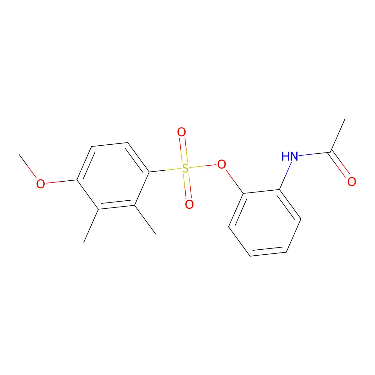 2-Acetamidophenyl 4-methoxy-2,3-dimethylbenzene-1-sulfonate molecular structure, CAS 3054539-32-8