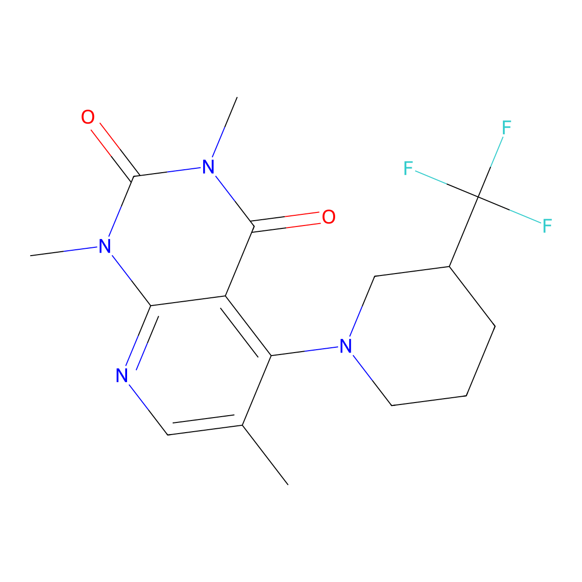 1,3,6-trimethyl-5-[3-(trifluoromethyl)piperidin-1-yl]-1H,2H,3H,4H-pyrido[2,3-d]pyrimidine-2,4-dione molecular structure, CAS 3054539-35-1