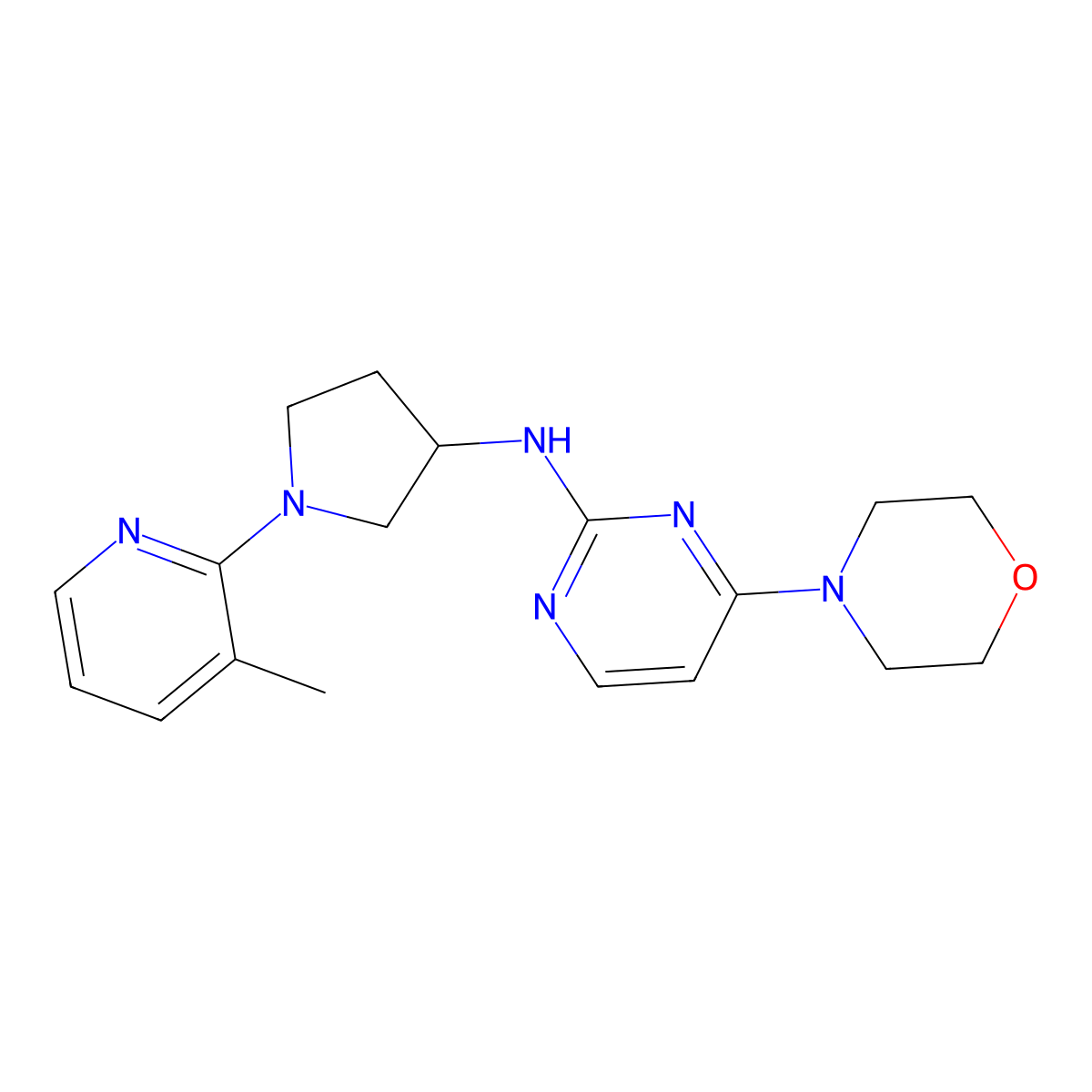 N-[1-(3-methylpyridin-2-yl)pyrrolidin-3-yl]-4-(morpholin-4-yl)pyrimidin-2-amine molecular structure, CAS 3054539-36-2
