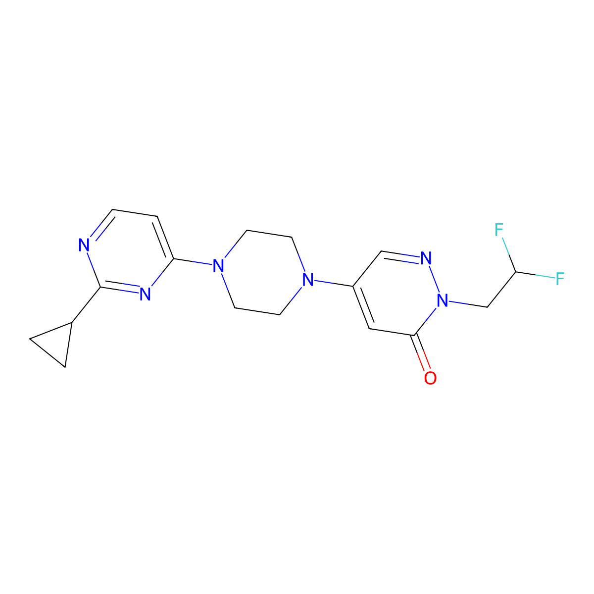 5-[4-(2-Cyclopropylpyrimidin-4-yl)piperazin-1-yl]-2-(2,2-difluoroethyl)-2,3-dihydropyridazin-3-one molecular structure, CAS 3054539-39-5
