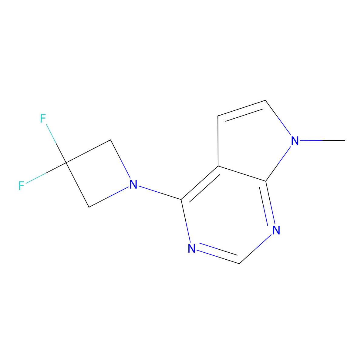 3,3-difluoro-1-{7-methyl-7H-pyrrolo[2,3-d]pyrimidin-4-yl}azetidine molecular structure, CAS 3054539-40-8