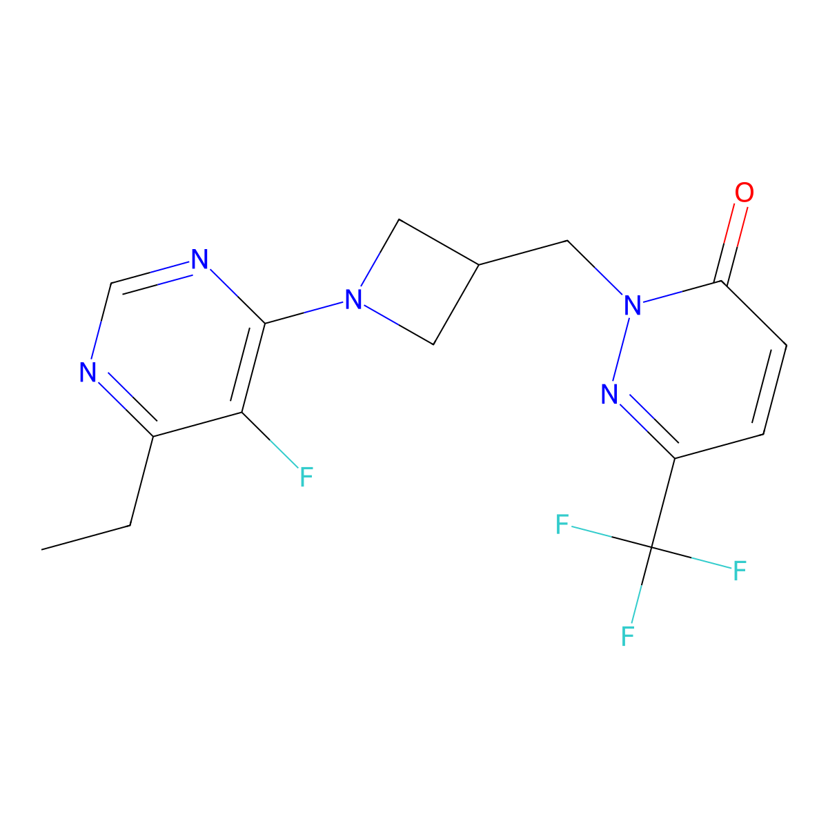 2-{[1-(6-Ethyl-5-fluoropyrimidin-4-yl)azetidin-3-yl]methyl}-6-(trifluoromethyl)-2,3-dihydropyridazin-3-one molecular structure, CAS 3054539-43-1