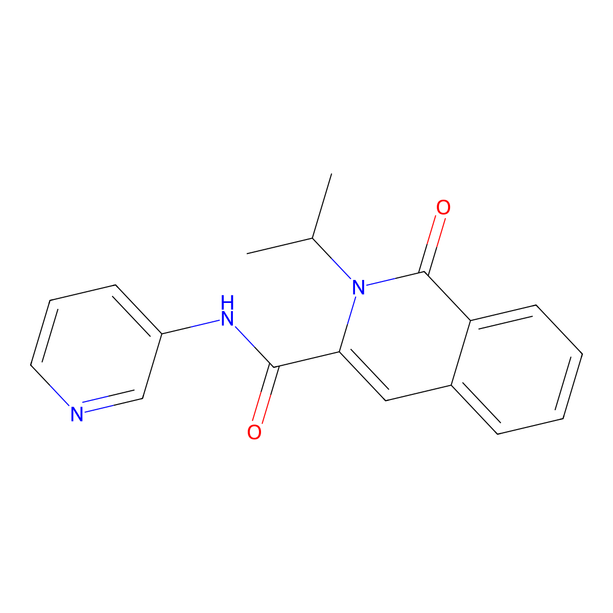 1-oxo-2-(propan-2-yl)-N-(pyridin-3-yl)-1,2-dihydroisoquinoline-3-carboxamide molecular structure, CAS 3054539-44-2