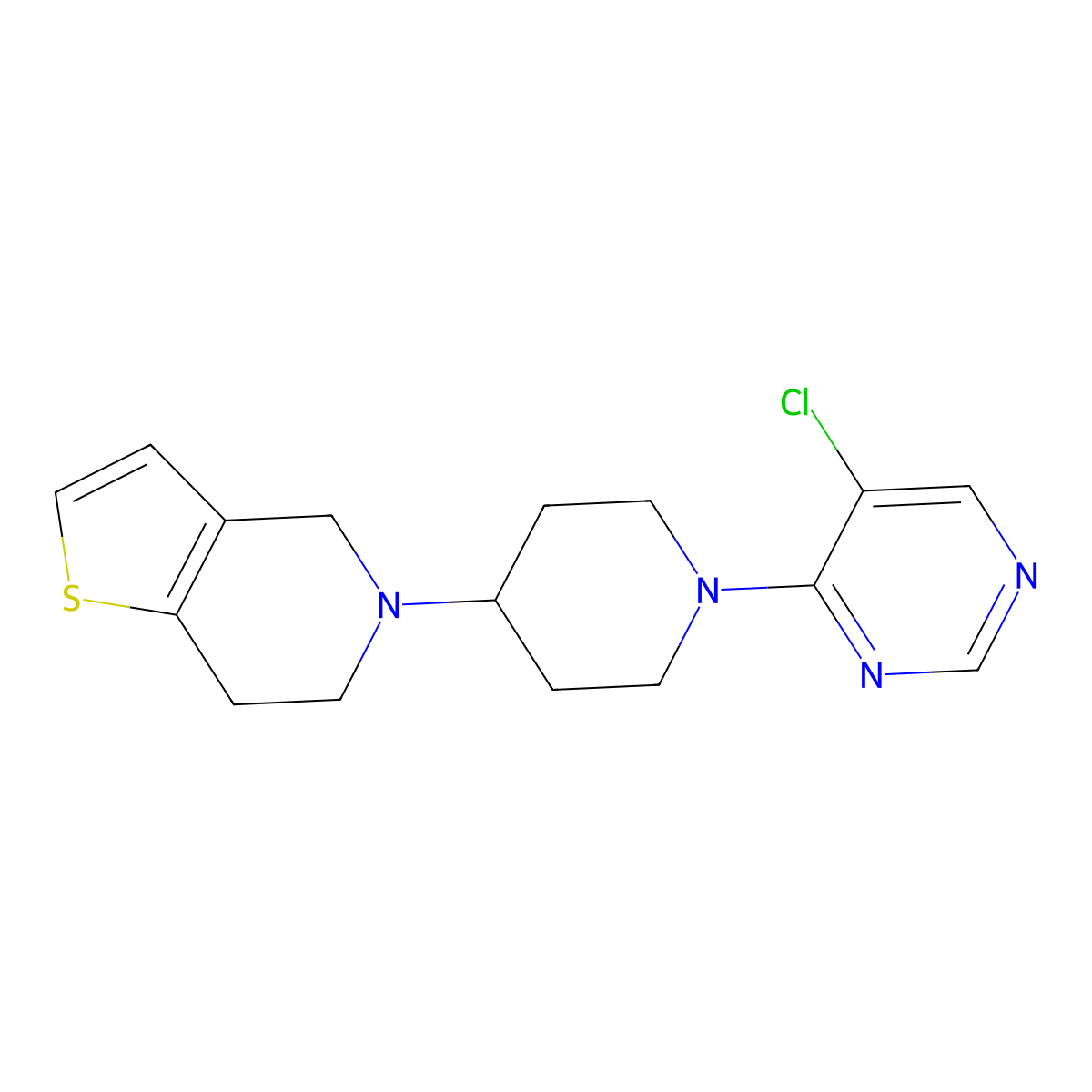 5-chloro-4-(4-{4H,5H,6H,7H-thieno[3,2-c]pyridin-5-yl}piperidin-1-yl)pyrimidine molecular structure, CAS 3054539-47-5