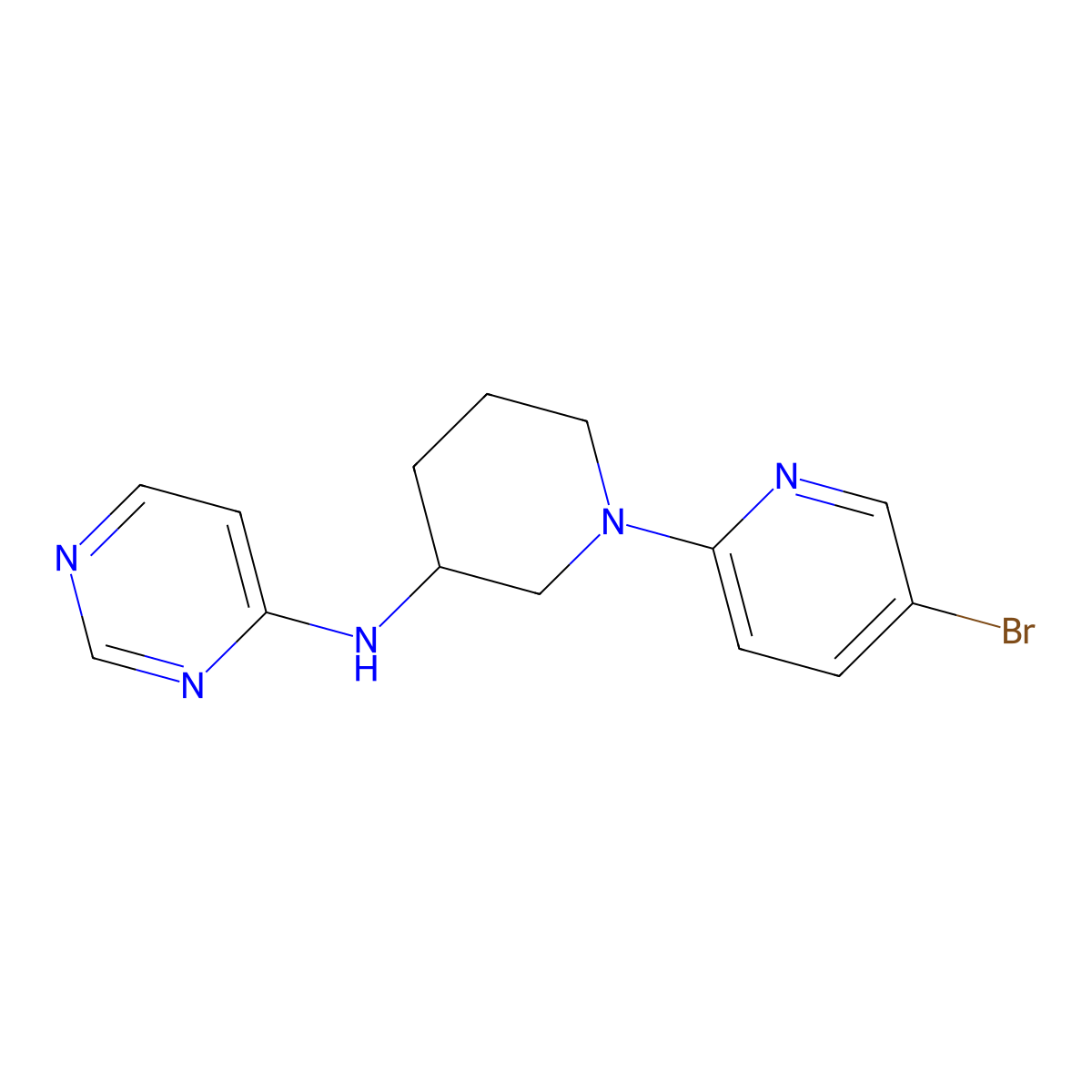 N-[1-(5-bromopyridin-2-yl)piperidin-3-yl]pyrimidin-4-amine molecular structure, CAS 3054539-66-8