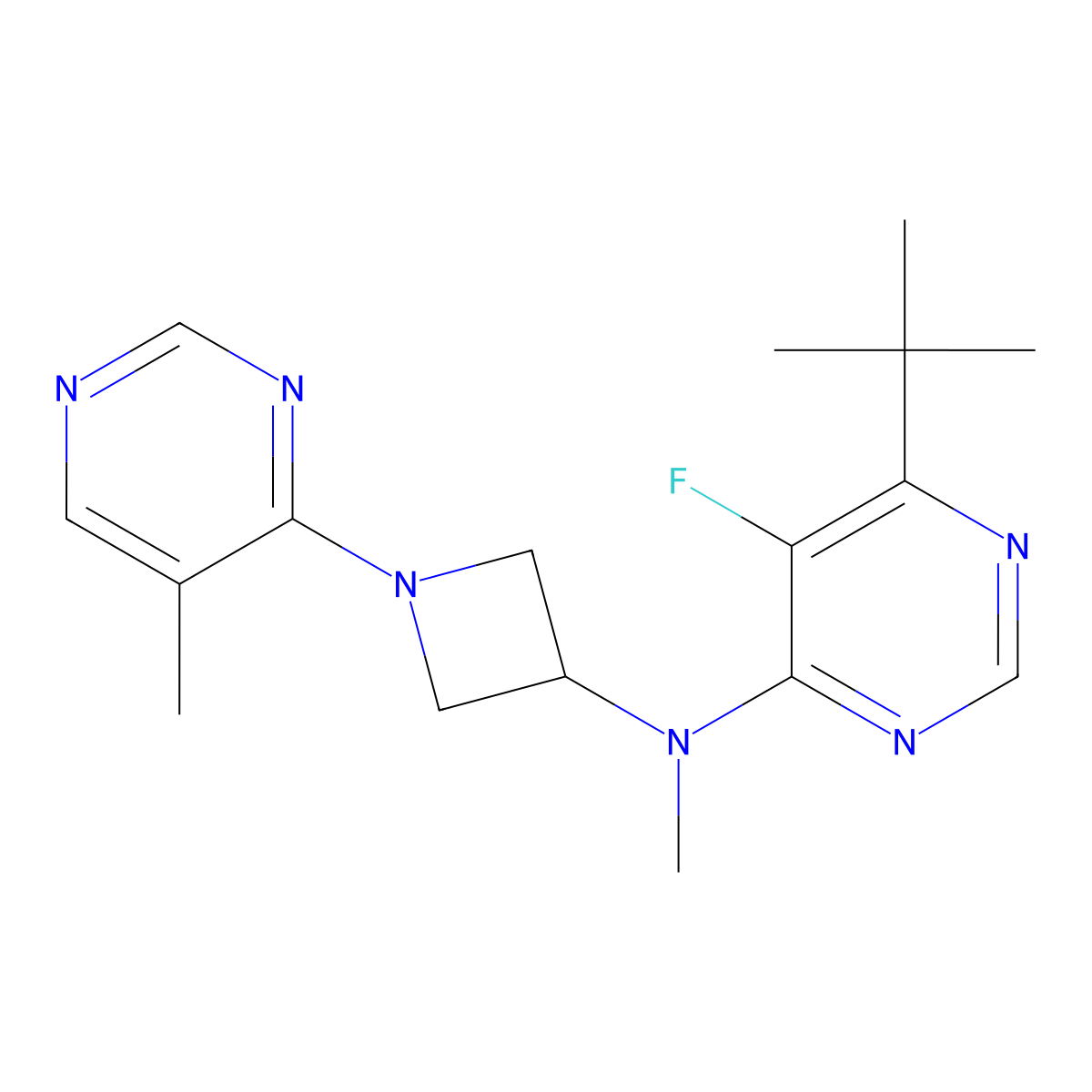 6-tert-butyl-5-fluoro-N-methyl-N-[1-(5-methylpyrimidin-4-yl)azetidin-3-yl]pyrimidin-4-amine molecular structure, CAS 3054539-69-1