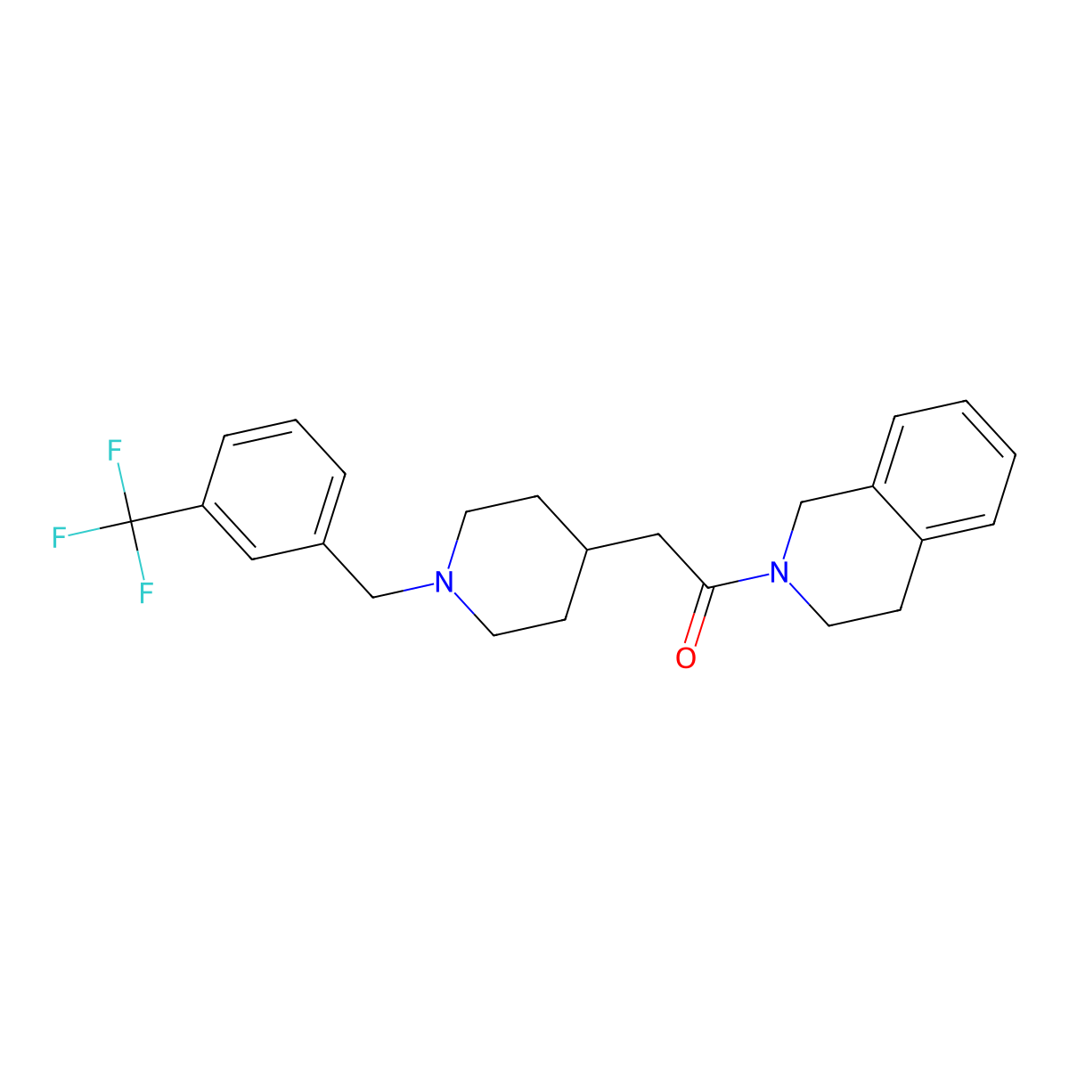 1-(1,2,3,4-Tetrahydroisoquinolin-2-yl)-2-(1-{[3-(trifluoromethyl)phenyl]methyl}piperidin-4-yl)ethan-1-one molecular structure, CAS 3054539-77-1