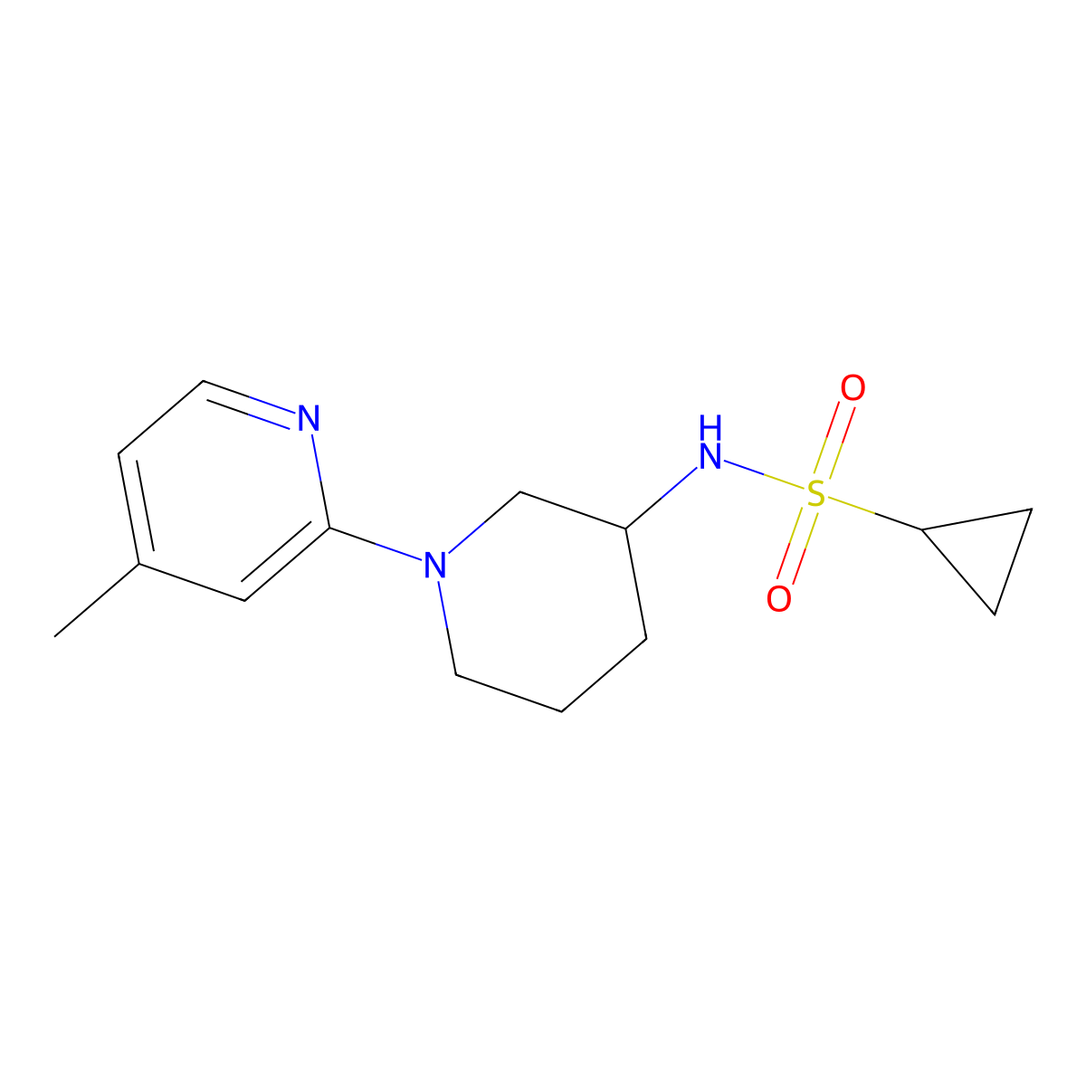 N-[1-(4-methylpyridin-2-yl)piperidin-3-yl]cyclopropanesulfonamide molecular structure, CAS 3054539-81-7