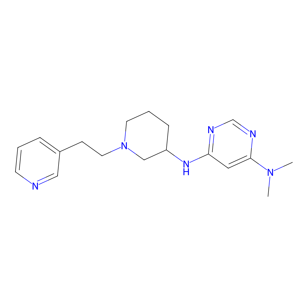 N4,N4-dimethyl-N6-{1-[2-(pyridin-3-yl)ethyl]piperidin-3-yl}pyrimidine-4,6-diamine molecular structure, CAS 3054539-97-5