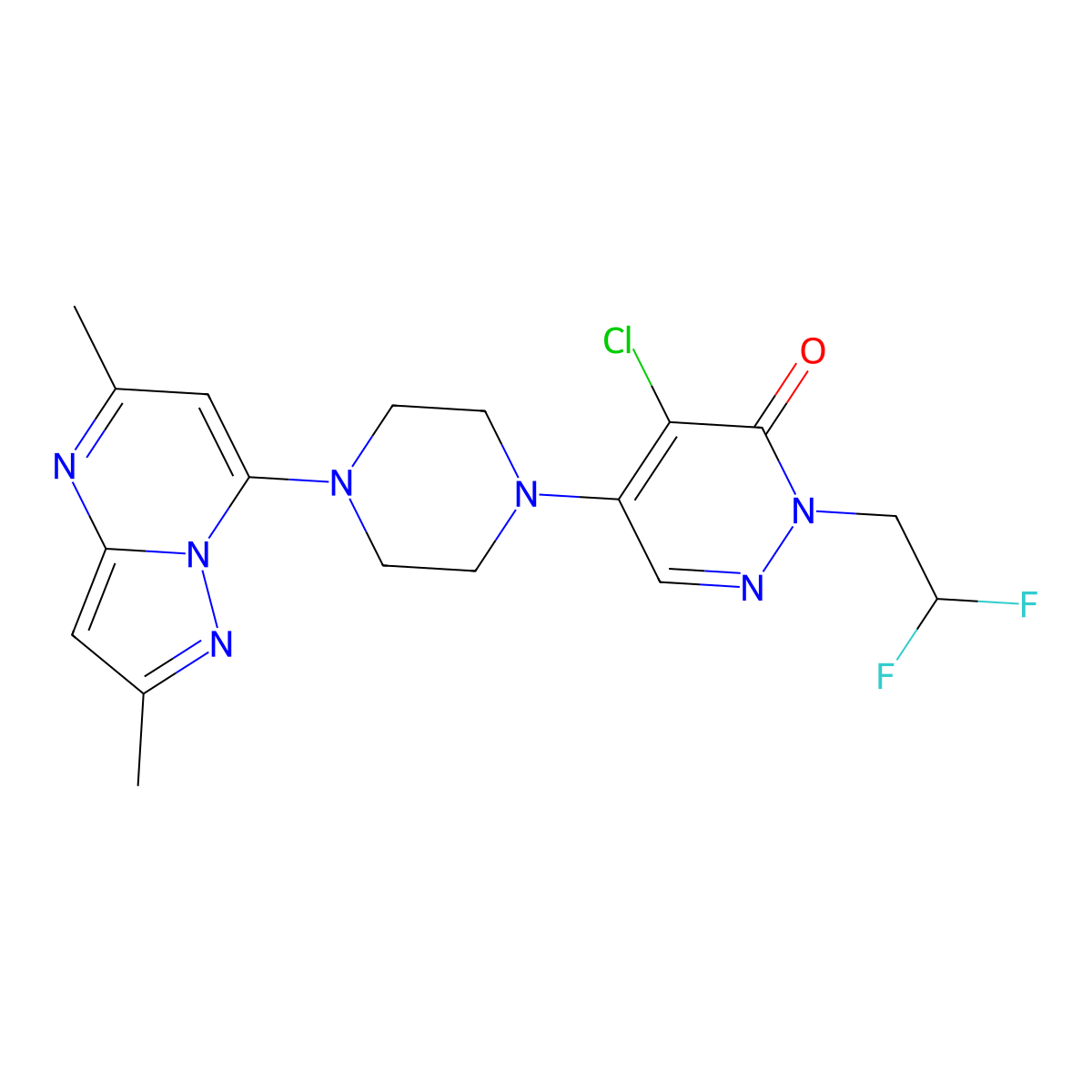 4-Chloro-2-(2,2-difluoroethyl)-5-[4-(5-methyl-1,3,4-thiadiazol-2-yl)piperazin-1-yl]-2,3-dihydropyridazin-3-one molecular structure, CAS 3054540-01-8