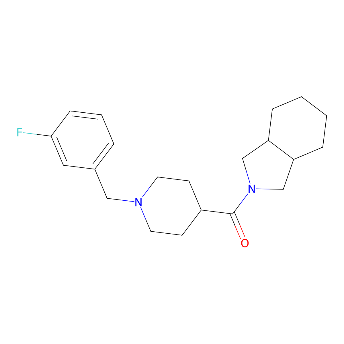 2-{1-[(3-fluorophenyl)methyl]piperidine-4-carbonyl}-octahydro-1H-isoindole molecular structure, CAS 3054540-05-2