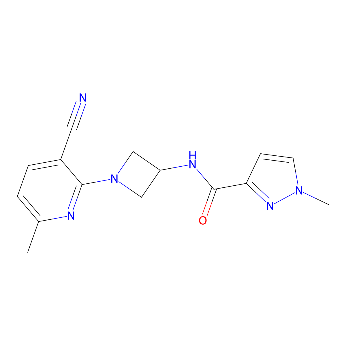 N-[1-(3-cyano-6-methylpyridin-2-yl)azetidin-3-yl]-1-methyl-1H-pyrazole-3-carboxamide molecular structure, CAS 3054540-08-5