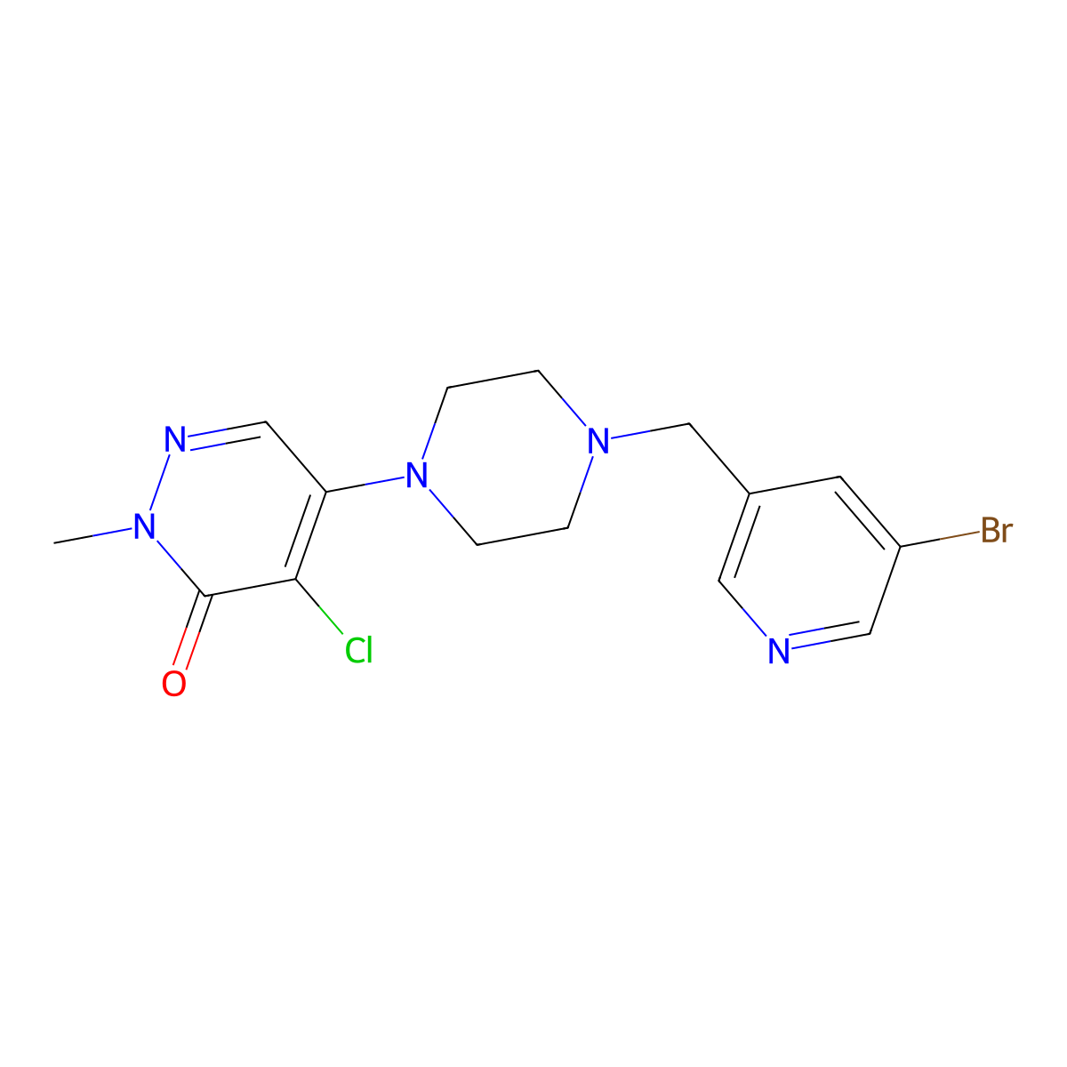 5-{4-[(5-Bromopyridin-3-yl)methyl]piperazin-1-yl}-4-chloro-2-methyl-2,3-dihydropyridazin-3-one molecular structure, CAS 3054540-09-6