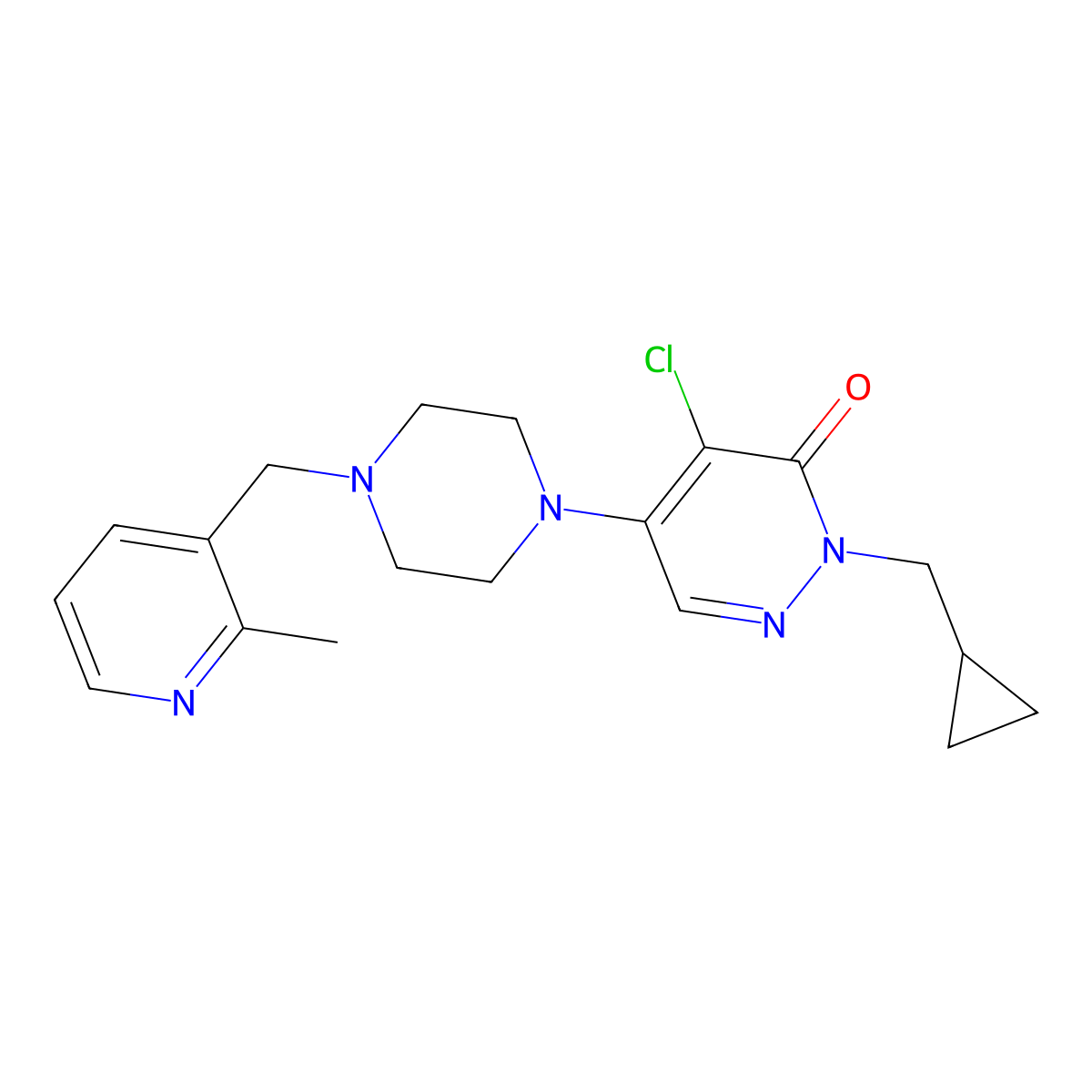 4-Chloro-2-(cyclopropylmethyl)-5-{4-[(2-methylpyridin-3-yl)methyl]piperazin-1-yl}-2,3-dihydropyridazin-3-one molecular structure, CAS 3054540-13-2