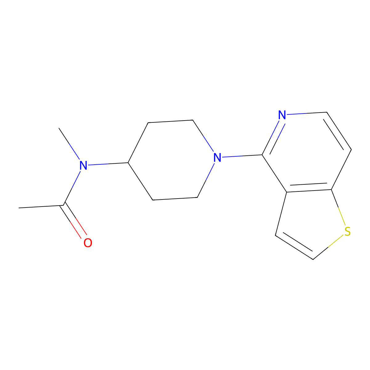 N-methyl-N-(1-{thieno[3,2-c]pyridin-4-yl}piperidin-4-yl)acetamide molecular structure, CAS 3054540-14-3