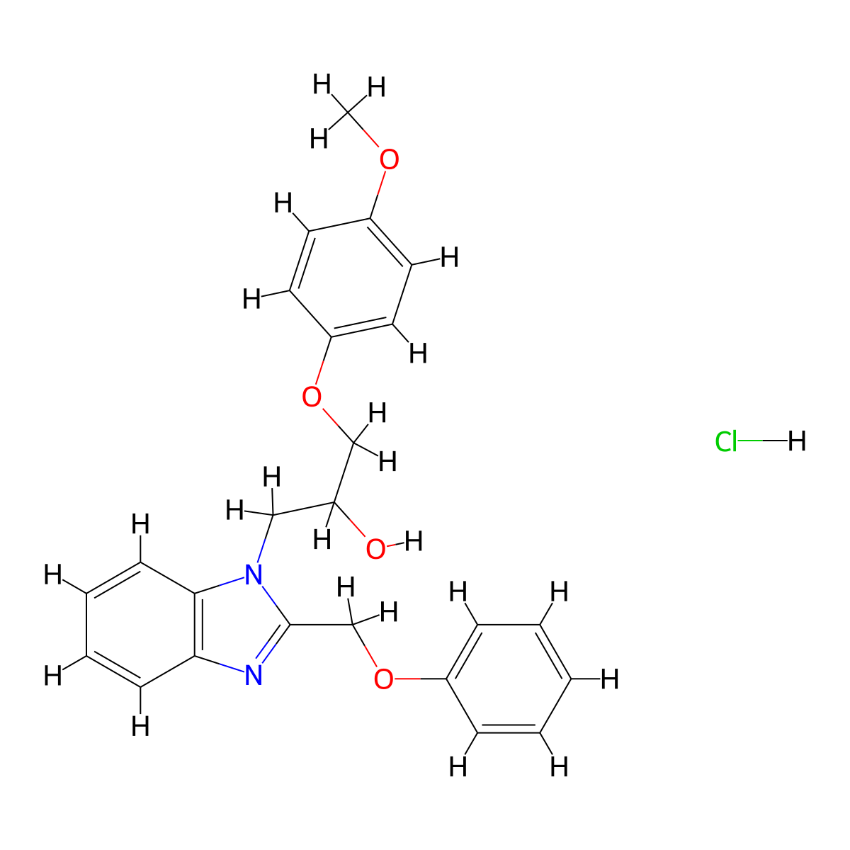 1-(4-methoxyphenoxy)-3-[2-(phenoxymethyl)-1H-1,3-benzodiazol-1-yl]propan-2-ol hydrochloride molecular structure, CAS 3054540-30-3