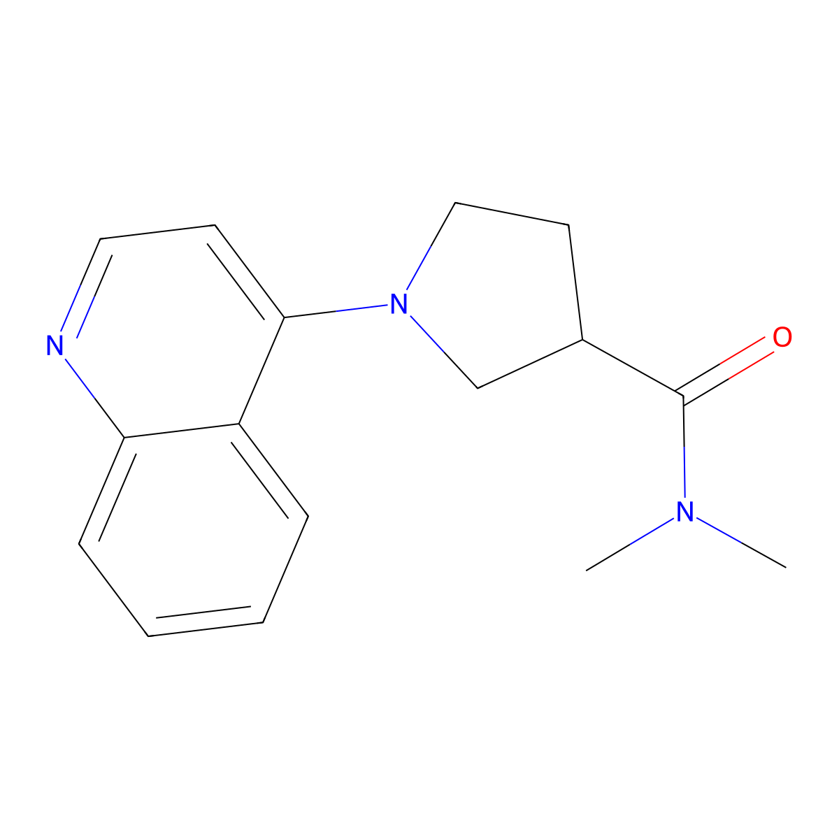 N,N-dimethyl-1-(quinolin-4-yl)pyrrolidine-3-carboxamide molecular structure, CAS 3054540-31-4