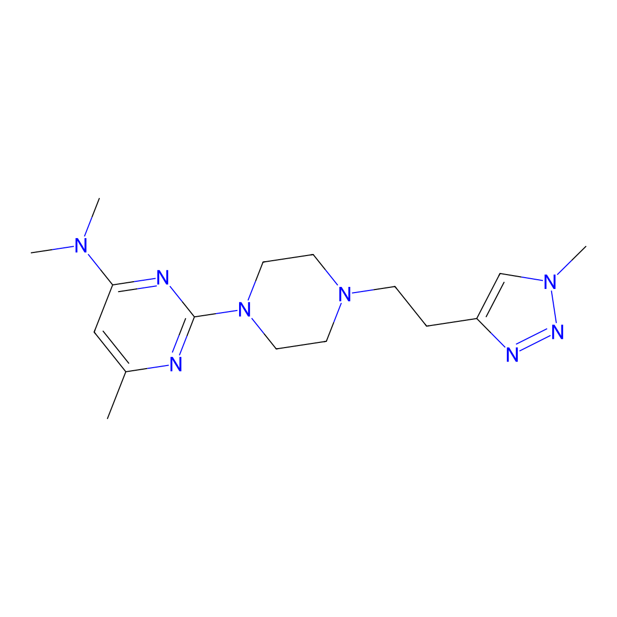 N,N,6-trimethyl-2-{4-[2-(1-methyl-1H-1,2,3-triazol-4-yl)ethyl]piperazin-1-yl}pyrimidin-4-amine molecular structure, CAS 3054540-32-5