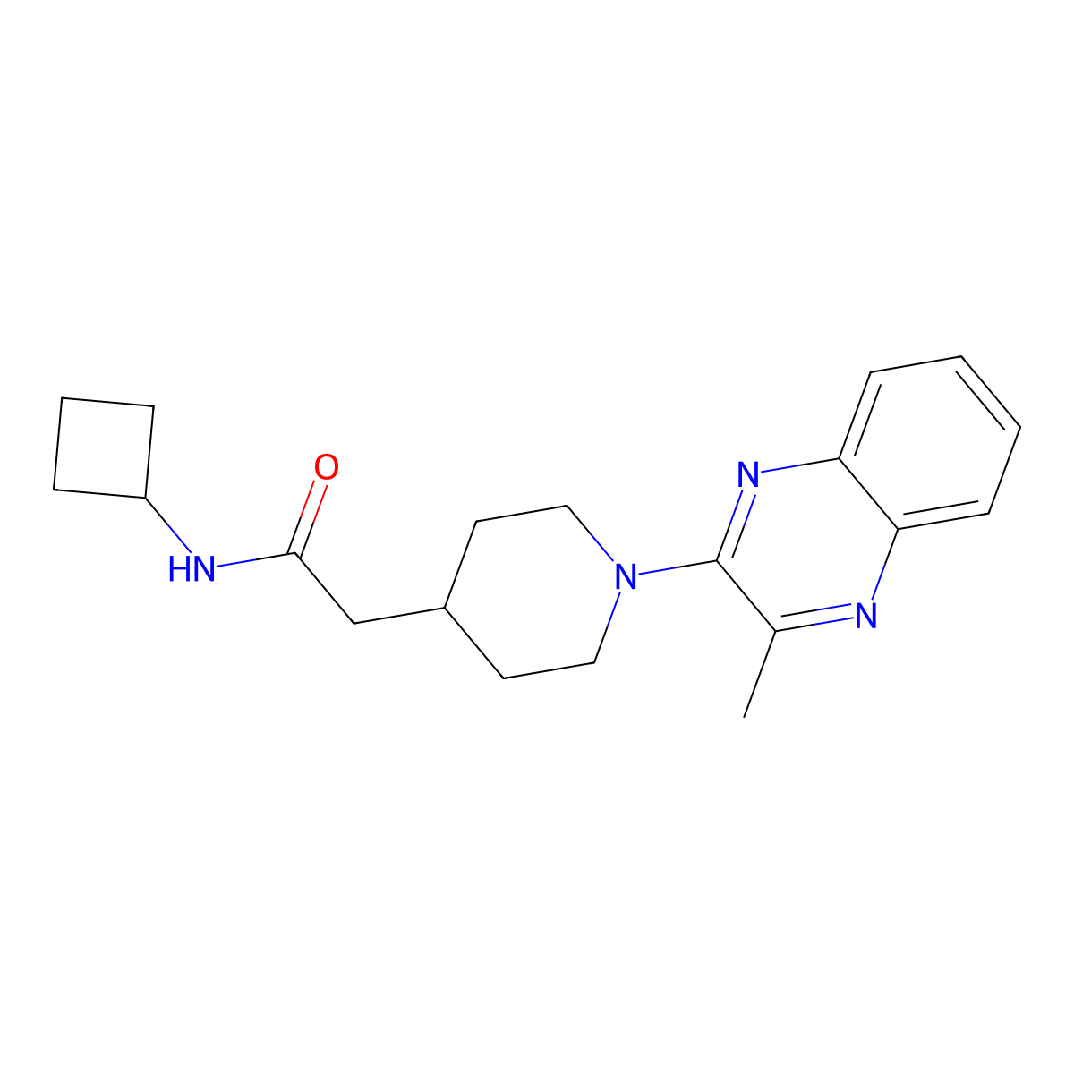 N-cyclobutyl-2-[1-(3-methylquinoxalin-2-yl)piperidin-4-yl]acetamide molecular structure, CAS 3054540-33-6