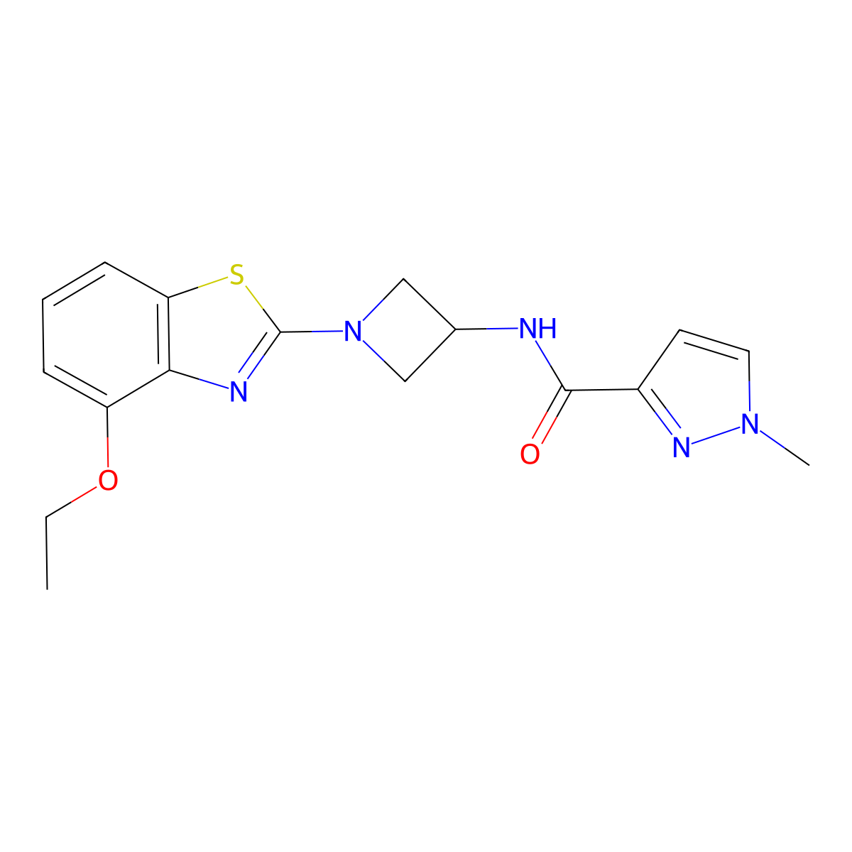 N-[1-(4-ethoxy-1,3-benzothiazol-2-yl)azetidin-3-yl]-1-methyl-1H-pyrazole-3-carboxamide molecular structure, CAS 3054540-40-5