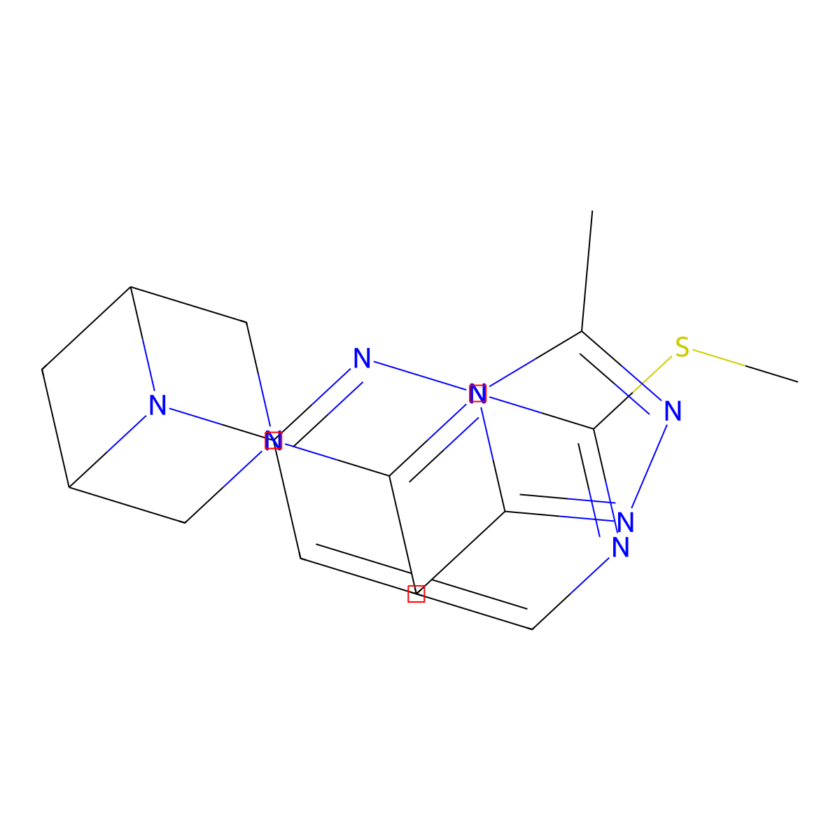 6-{3-Methyl-[1,2,4]triazolo[4,3-b]pyridazin-6-yl}-3-[2-(methylsulfanyl)pyrimidin-4-yl]-3,6-diazabicyclo[3.1.1]heptane molecular structure, CAS 3054540-41-6