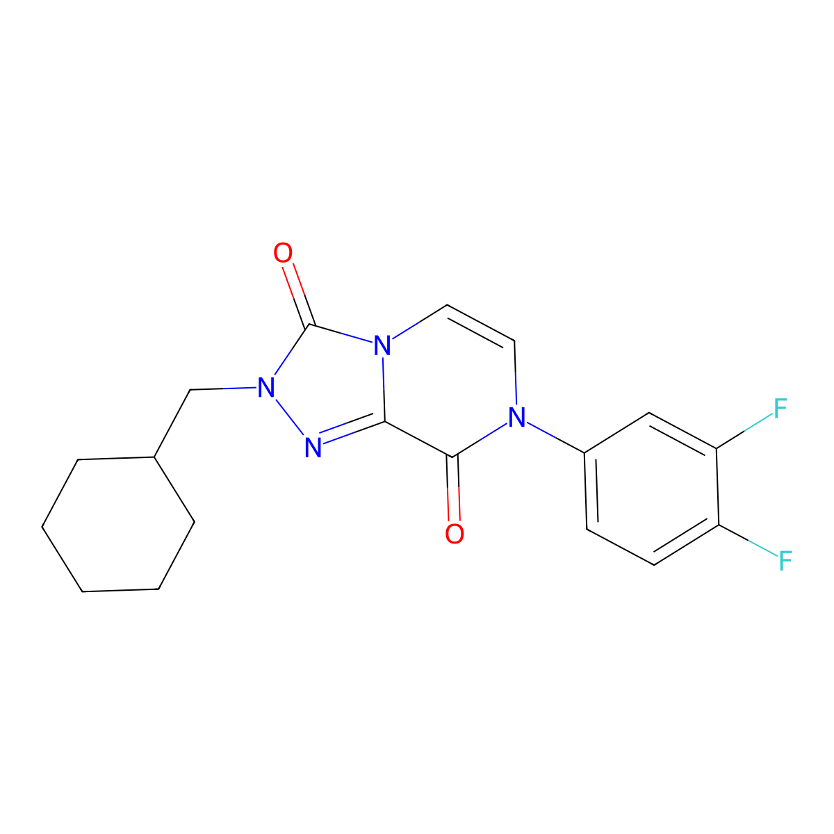 2-(cyclohexylmethyl)-7-(3,4-difluorophenyl)-2H,3H,7H,8H-[1,2,4]triazolo[4,3-a]pyrazine-3,8-dione molecular structure, CAS 3054540-53-0