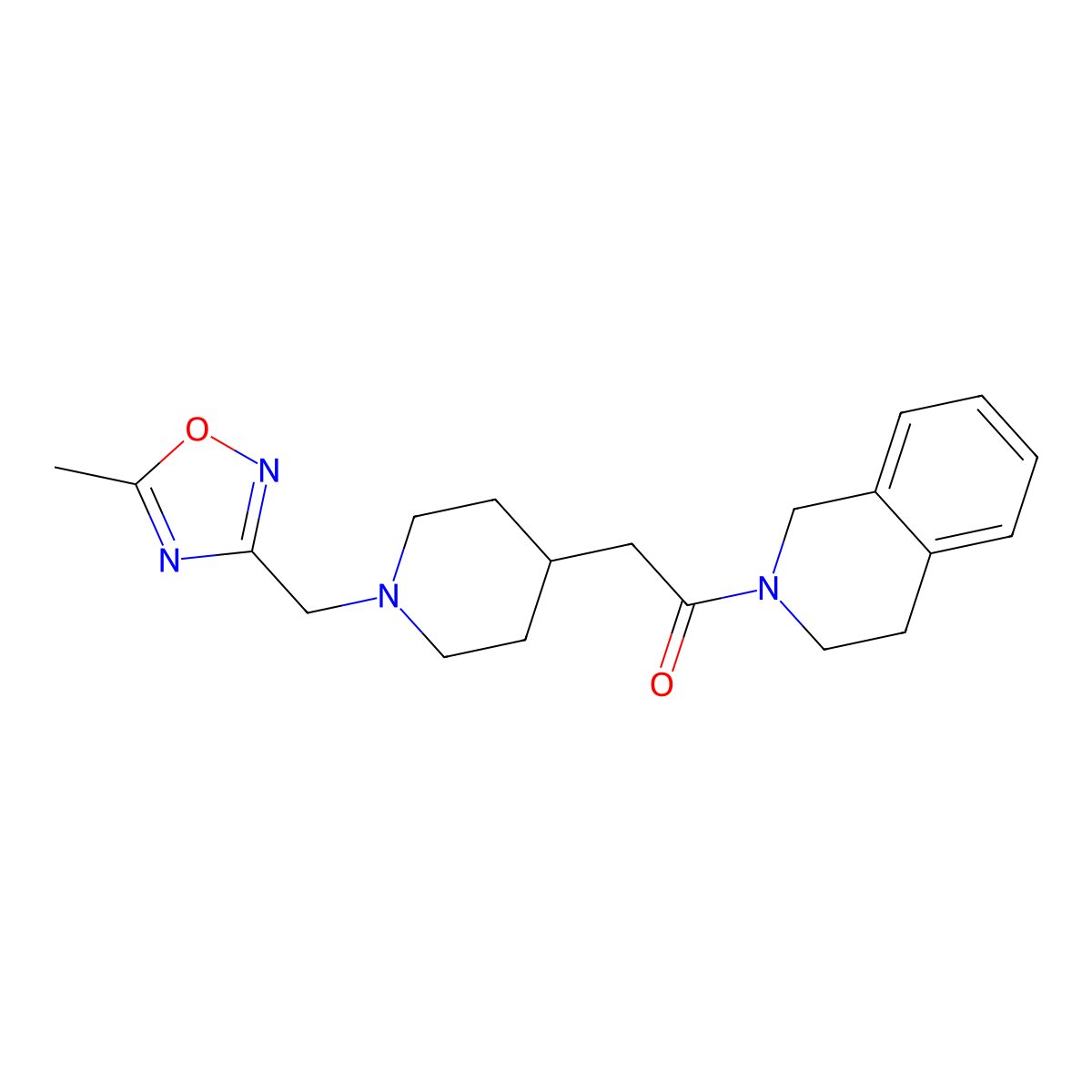 2-{1-[(5-Methyl-1,2,4-oxadiazol-3-yl)methyl]piperidin-4-yl}-1-(1,2,3,4-tetrahydroisoquinolin-2-yl)ethan-1-one molecular structure, CAS 3054540-57-4