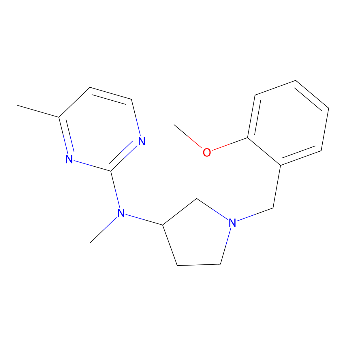 N-{1-[(2-methoxyphenyl)methyl]pyrrolidin-3-yl}-N,4-dimethylpyrimidin-2-amine molecular structure, CAS 3054540-62-1