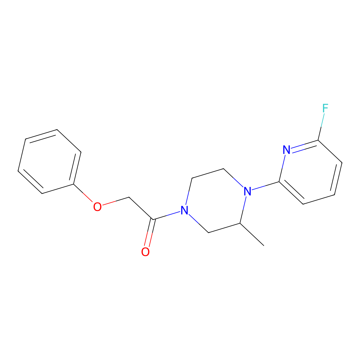 1-[4-(6-Fluoropyridin-2-yl)-3-methylpiperazin-1-yl]-2-phenoxyethan-1-one molecular structure, CAS 3054540-67-6