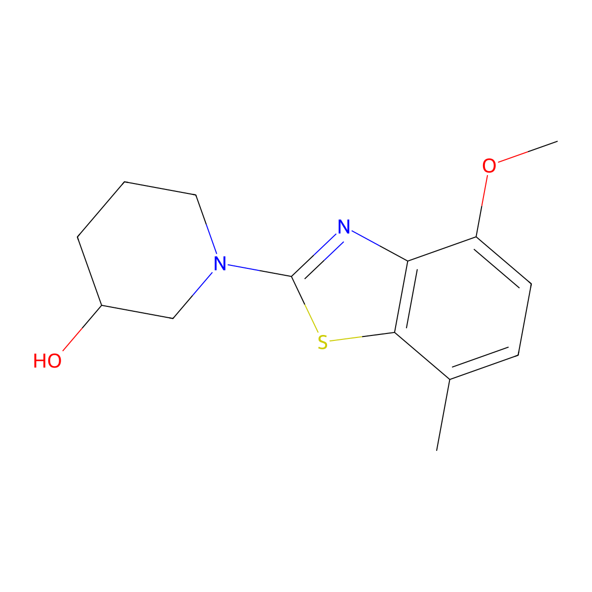 1-(4-Methoxy-7-methyl-1,3-benzothiazol-2-yl)piperidin-3-ol molecular structure, CAS 3054540-72-3