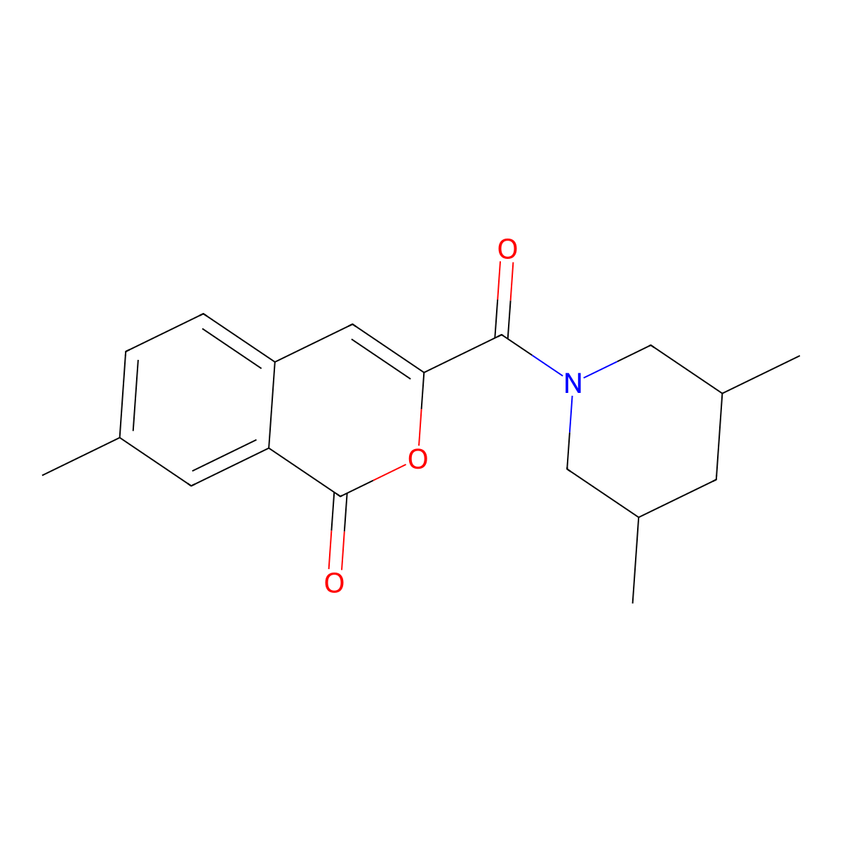 3-(3,5-dimethylpiperidine-1-carbonyl)-7-methyl-1H-isochromen-1-one molecular structure, CAS 3054540-76-7