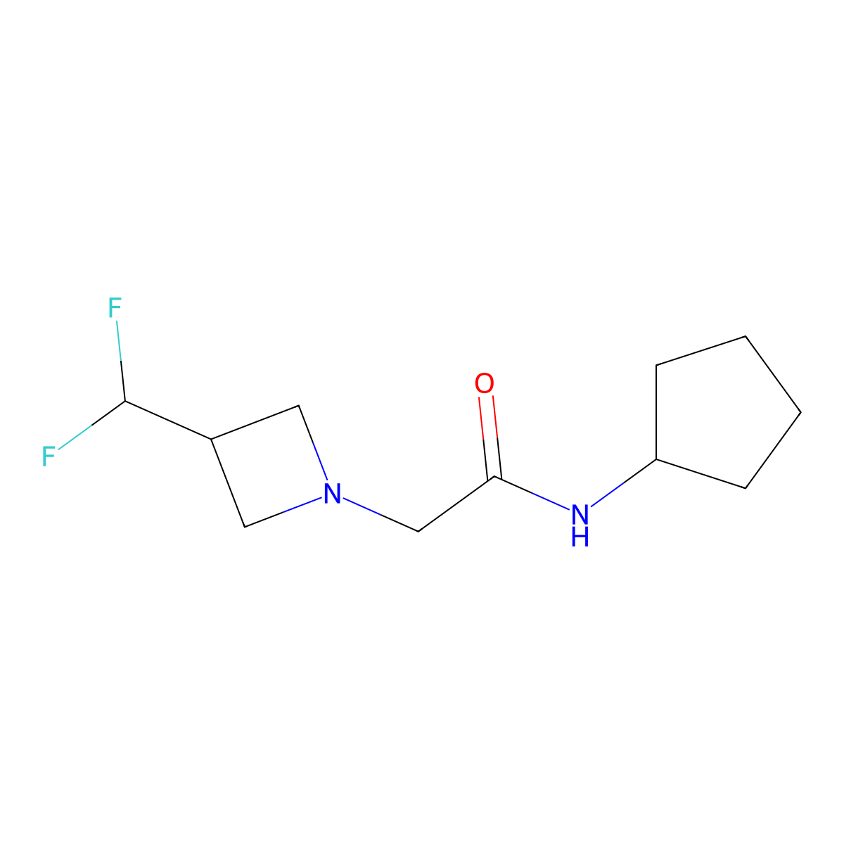 N-cyclopentyl-2-[3-(difluoromethyl)azetidin-1-yl]acetamide molecular structure, CAS 3054540-83-6