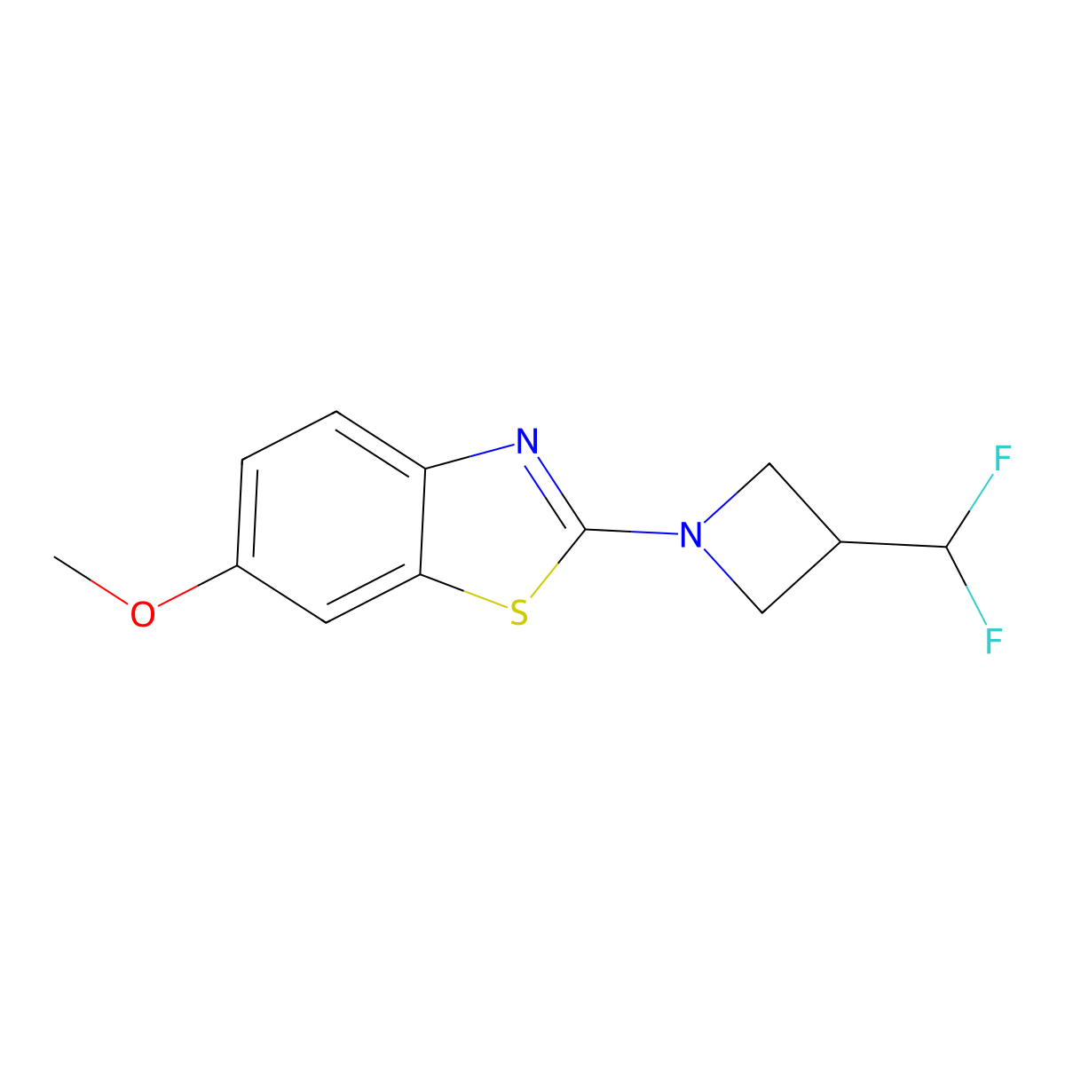 2-[3-(Difluoromethyl)azetidin-1-yl]-6-methoxy-1,3-benzothiazole molecular structure, CAS 3054540-86-9