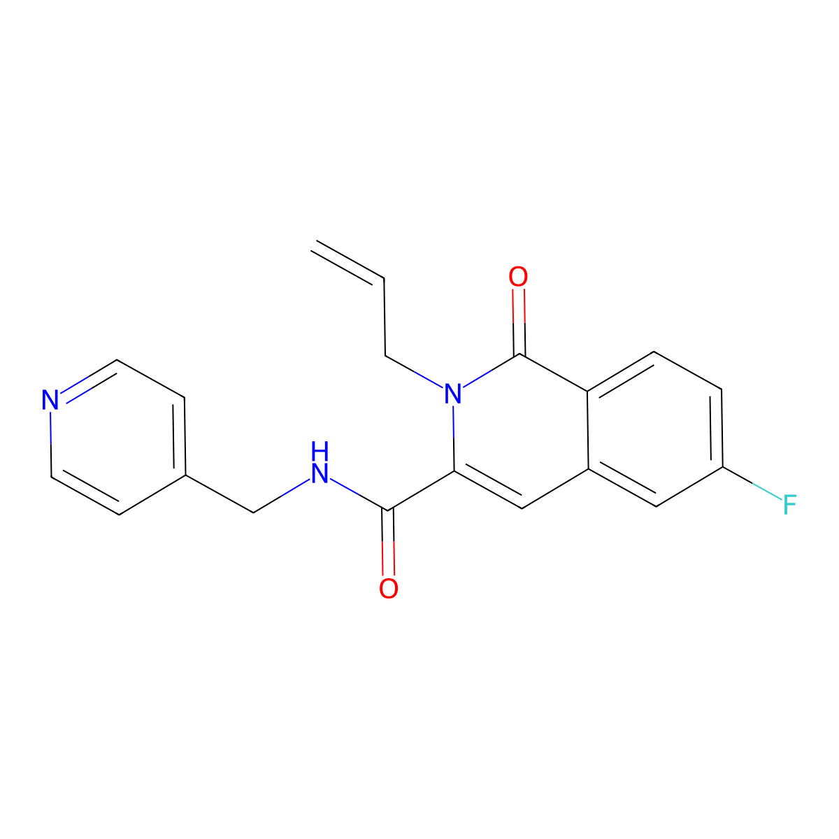 6-fluoro-1-oxo-2-(prop-2-en-1-yl)-N-[(pyridin-4-yl)methyl]-1,2-dihydroisoquinoline-3-carboxamide molecular structure, CAS 3054540-87-0